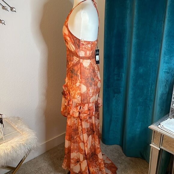 Fashion Nova Daisy High Low Maxi Dress - Orange/combo | size M | NWT - Picture 7 of 12